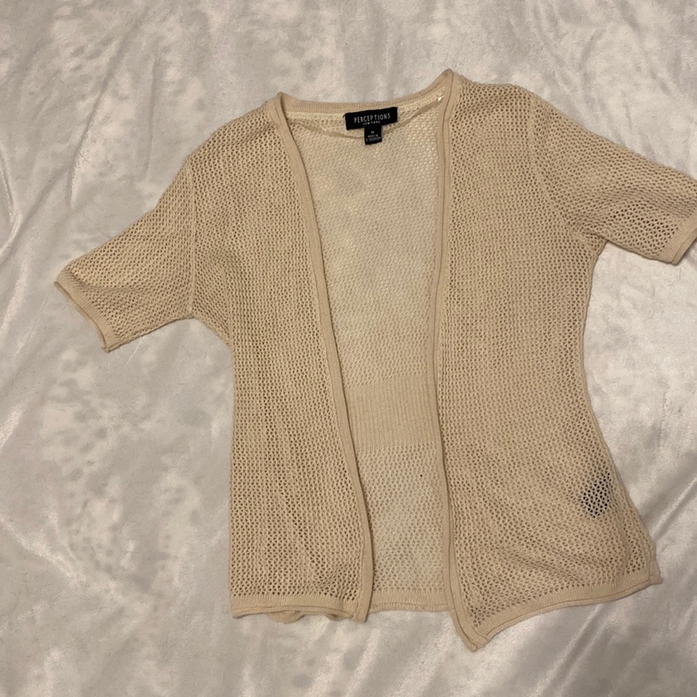 Perceptions Cream Short Sleeve Cardigan - Medium